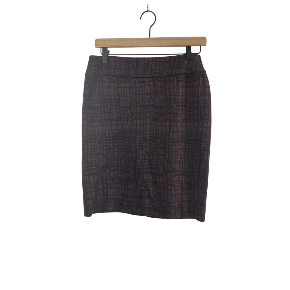 Halogen Brown Mixed Media Print Sz 4 Straight Pencil Printed Skirt